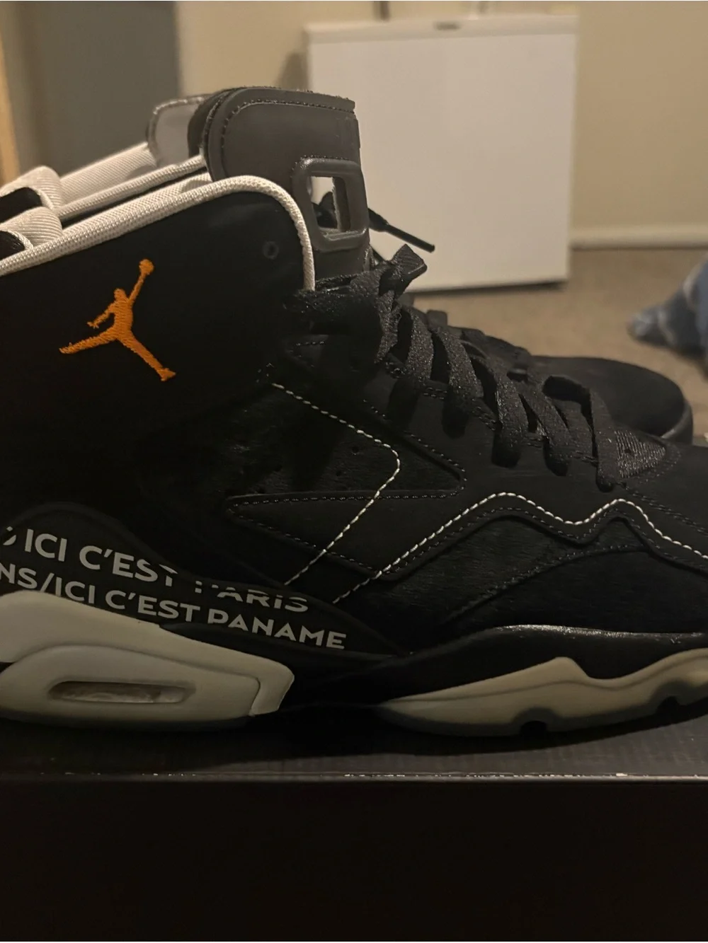 Jordan men’s Black & White High-Top Sneakers with Gold Jumpman
